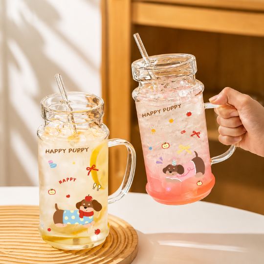 Adorable Puppy Glass Tumbler
