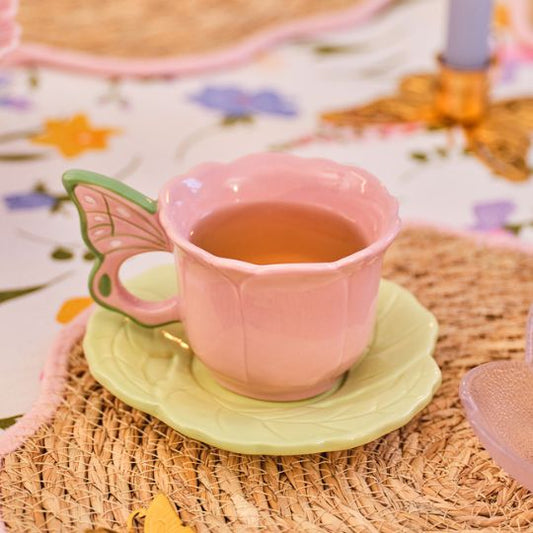Floral Ceramic Cup & Saucer Set