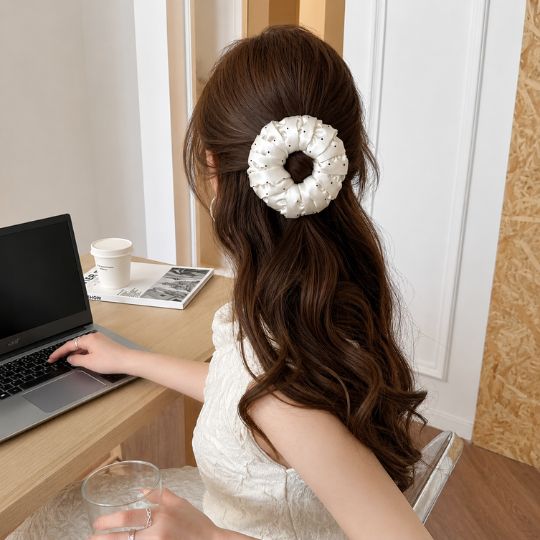 Chic Polka Dot Satin Hair Clip