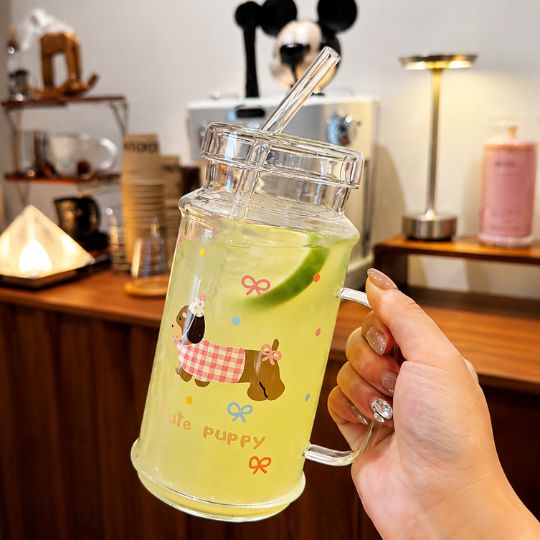 Adorable Puppy Glass Tumbler