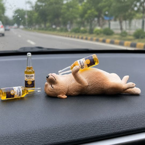 Cute Drunk Puppy Figurines