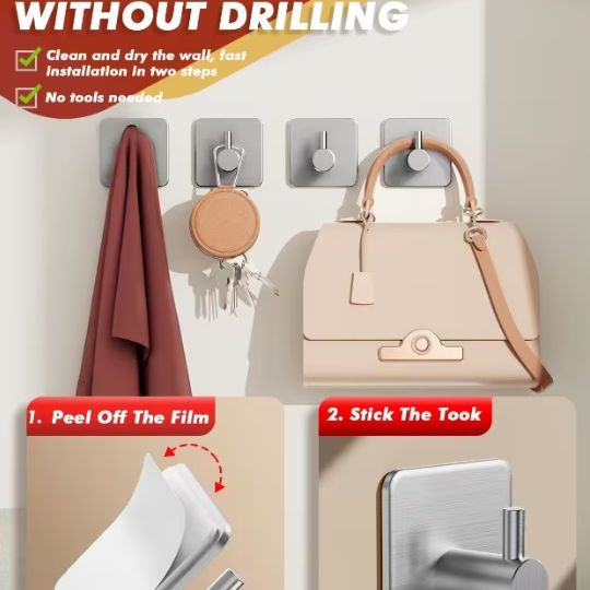 Adhesive Stainless Steel Hooks