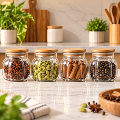 Wooden Lid Glass Storage Jar