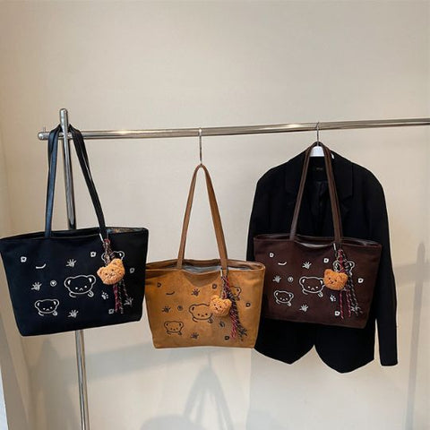 Bear Print Shoulder Bag (With Teddy Charm)