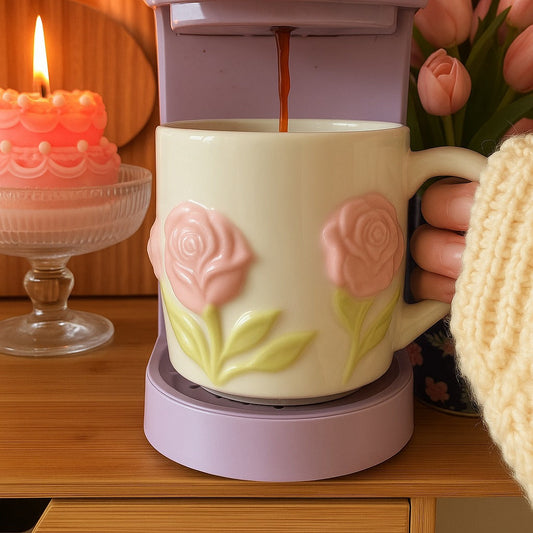 3D Floral Ceramic Mug