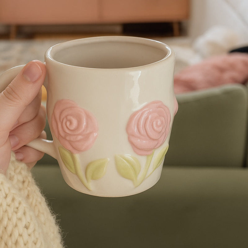 3D Floral Ceramic Mug – Vensaa