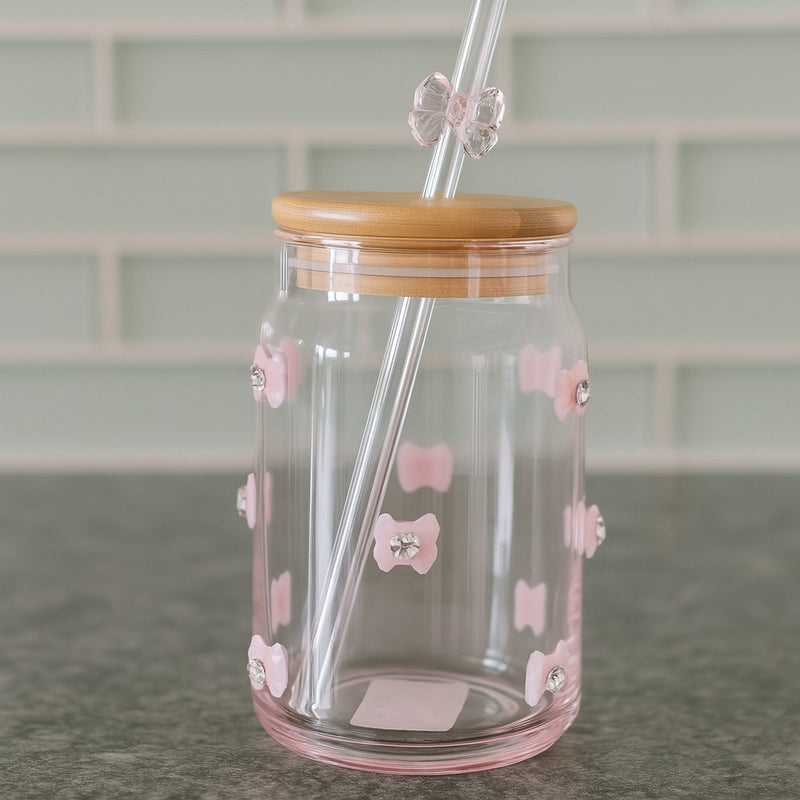 Crystal Bow Glass with Straw