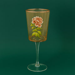 Floral Striped Wine Glass