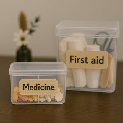 Glass Spice Jars + Labels Roll & Funnel