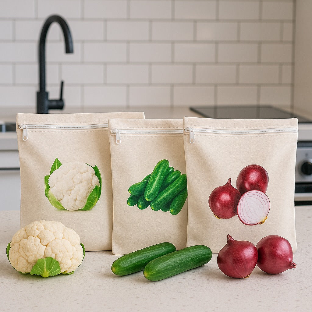 Vegetable & Fruit Storage Bags – Secure Zip Closure