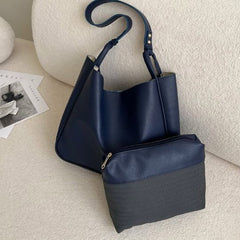 Leather Tote Bag With Pouch