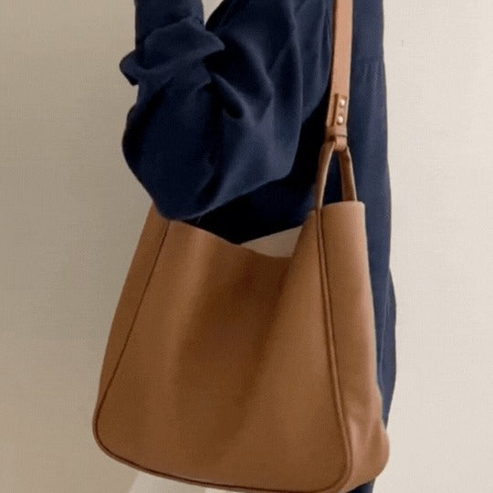 Leather Tote Bag With Pouch