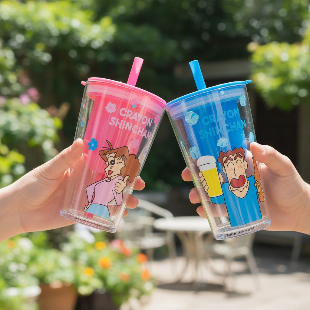 Shinchan Family Sipper Glasses – Dual-Use Magic