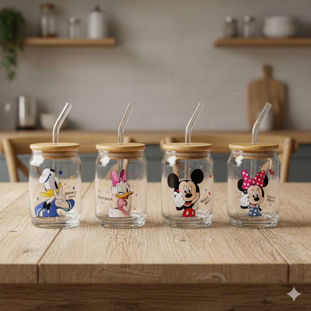 Disney Sipper Glass With Straw