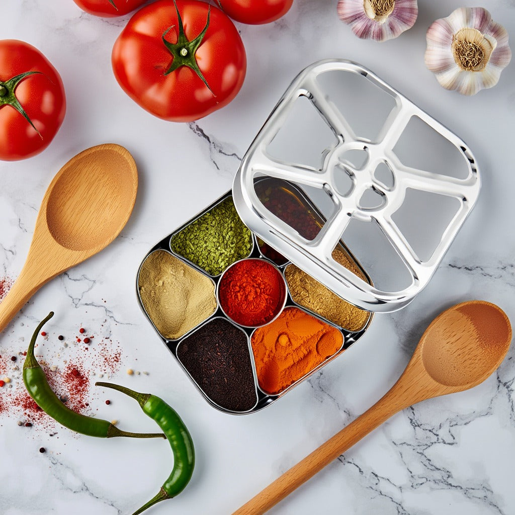 Stainless Steel Spice Box – Compact Yet Spacious