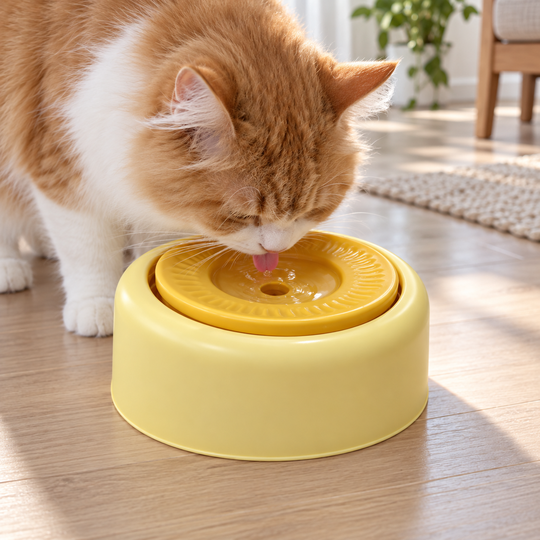 Cat drinking from Aqua Floating Pet Bowl