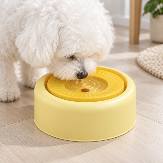 Dog drinking from Aqua Floating Pet Bowl