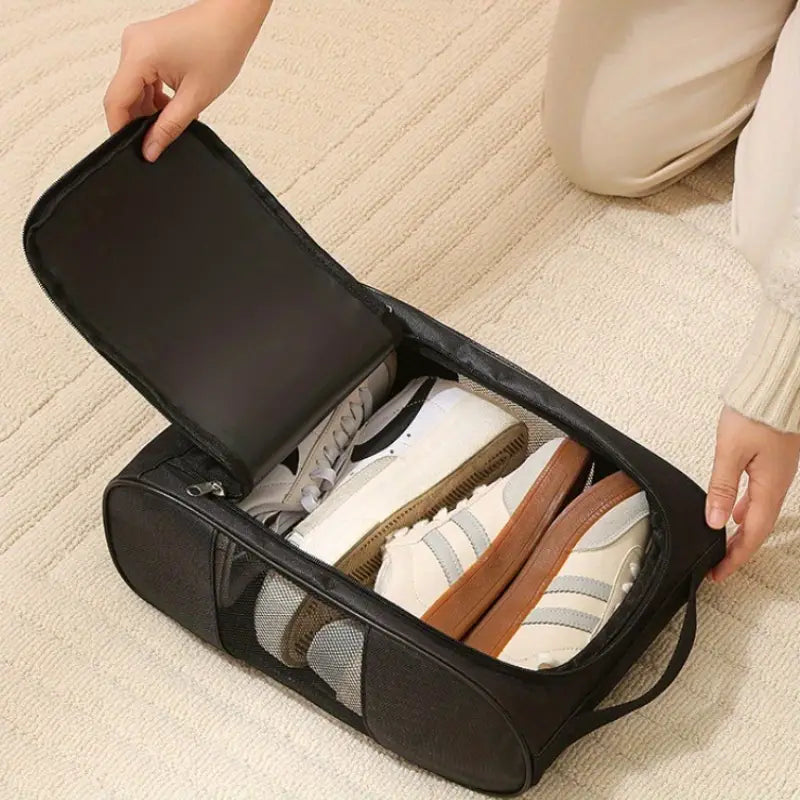 Portable Mesh Shoe Bag – Zipper Closure