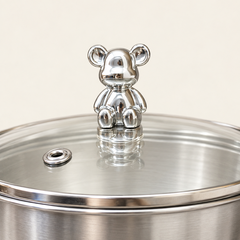 Silver bear-shaped lid knob and steam vent