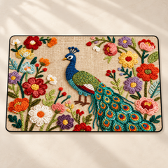 Blooming Peacock Floor Mat - 01-hero