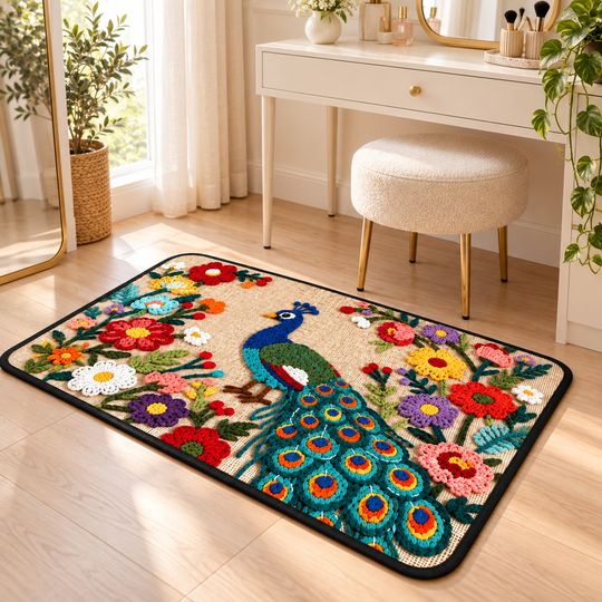 Blooming Peacock Floor Mat - 06-context
