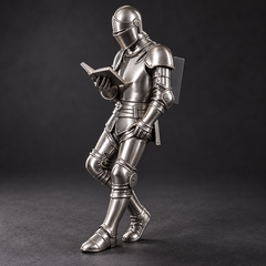 BookGuard Reading Knight Figurine three quarter view