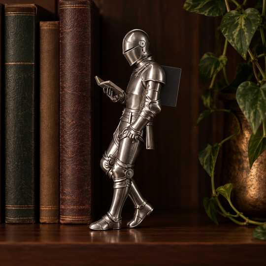 BookGuard Reading Knight Figurine side profile