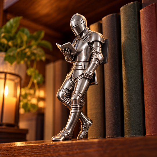 BookGuard Reading Knight Figurine low-angle display