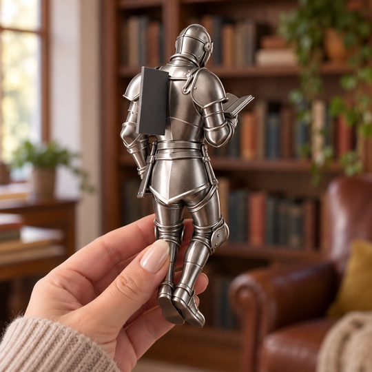 BookGuard Reading Knight Figurine hand-held rear angle