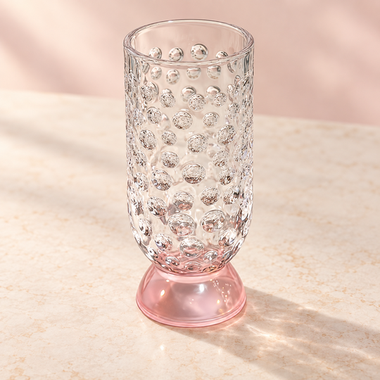 Open rim and alternate angle of Bubble Drinking Glass