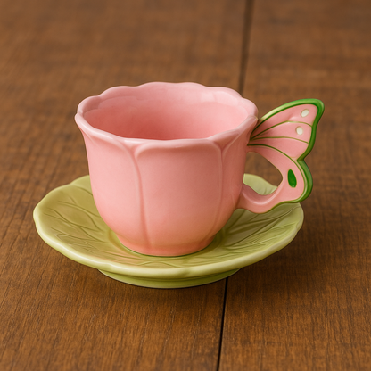 Floral Ceramic Cup & Saucer Set