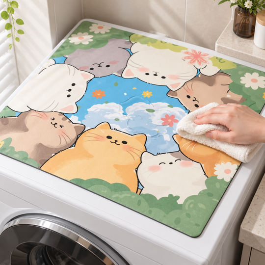 Cartoon Cats Top Mat spill wipe scene