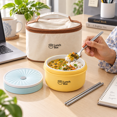 Ceramic Insulated Lunch Bowl used for office lunch