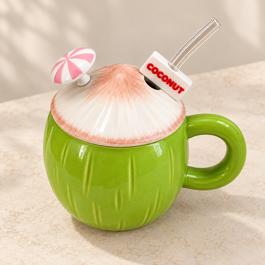 Coconut Ceramic Mug — pink angle