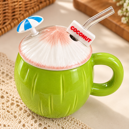 Coconut Ceramic Mug — lid detail