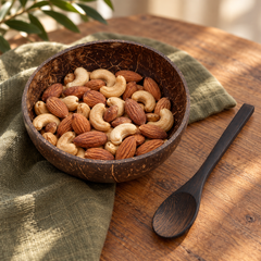 Coconut Shell Bowl and Spoon — snack serving