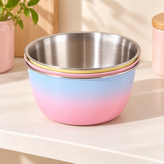 Colourful Steel Serving Bowls — nesting