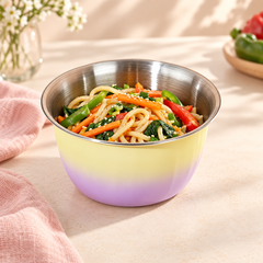 Colourful Steel Serving Bowls — noodles