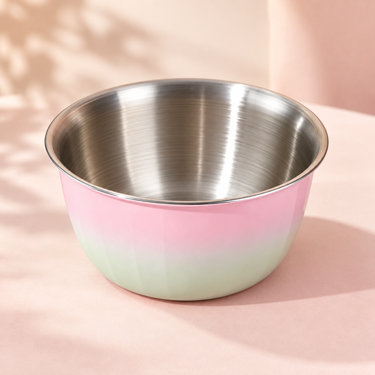 Colourful Steel Serving Bowls — steel detail