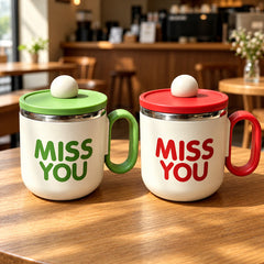 Green and red Cozy Sip Mug colour comparison