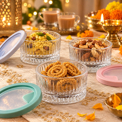 Crystal Charm Glass Bowl with Lid - Diwali serving scene 4