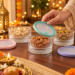 Crystal Charm Glass Bowl with Lid - Diwali serving scene 5