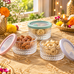 Crystal Charm Glass Bowl with Lid - Diwali serving scene 7