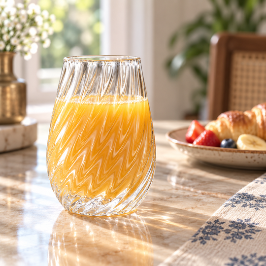 Crystal Wave Drinking Glass - 04-juice-use