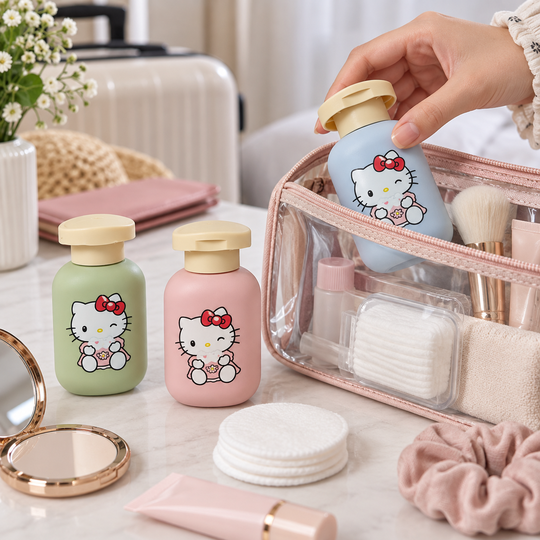 Cute Hello Kitty Cosmetic Travel Bottles - toiletry pouch packing