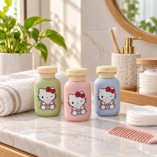 Cute Hello Kitty Cosmetic Travel Bottles - bathroom vanity