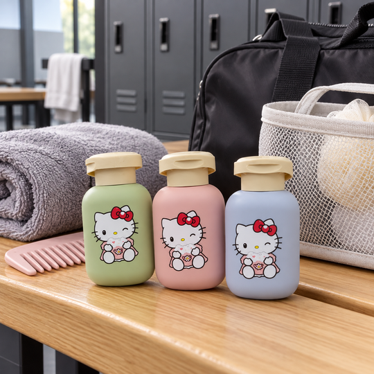 Cute Hello Kitty Cosmetic Travel Bottles - gym shower kit