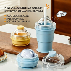 Folding Silicone Ice Cup with Straw