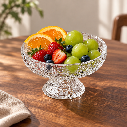 Diamond Glass Snack Bowl with fruit