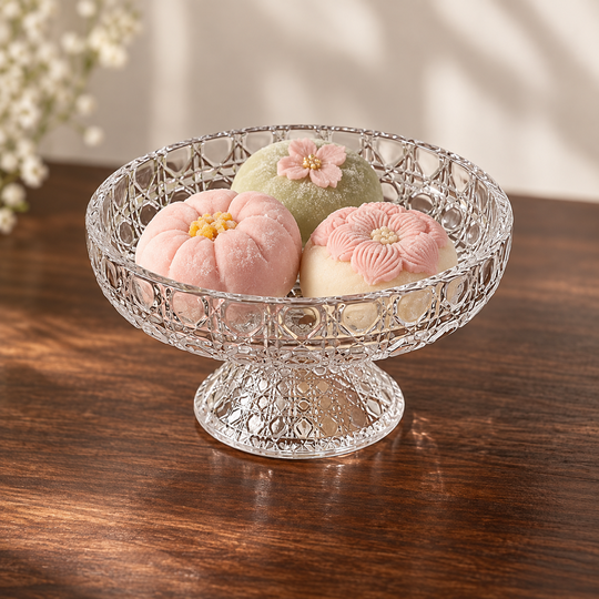 Diamond Glass Snack Bowl with desserts